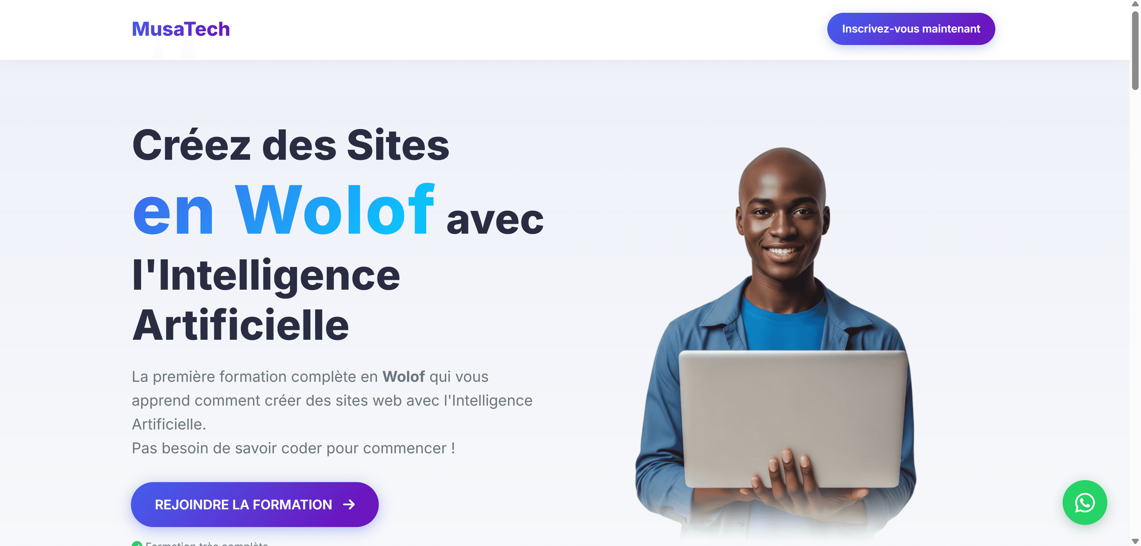 mini site de vente de formation innovante